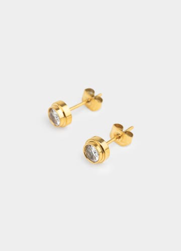 Vendetta Mounted Stud Earrings -  18k Gold Plated in Gold