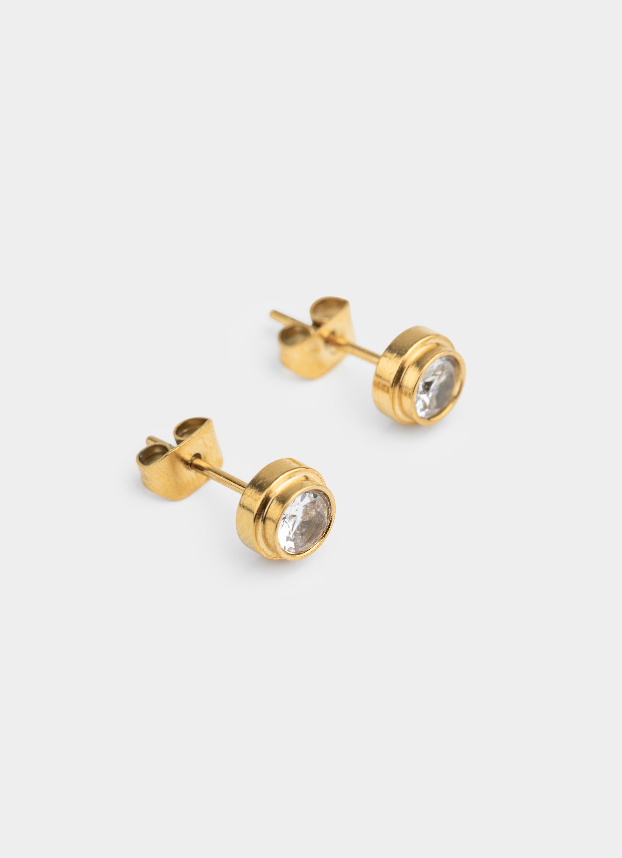 Vendetta Mounted Stud Earrings -  18k Gold Plated in Gold