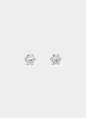 Vendetta Solitaire Stud Earrings -  Stainless Steel in Silver