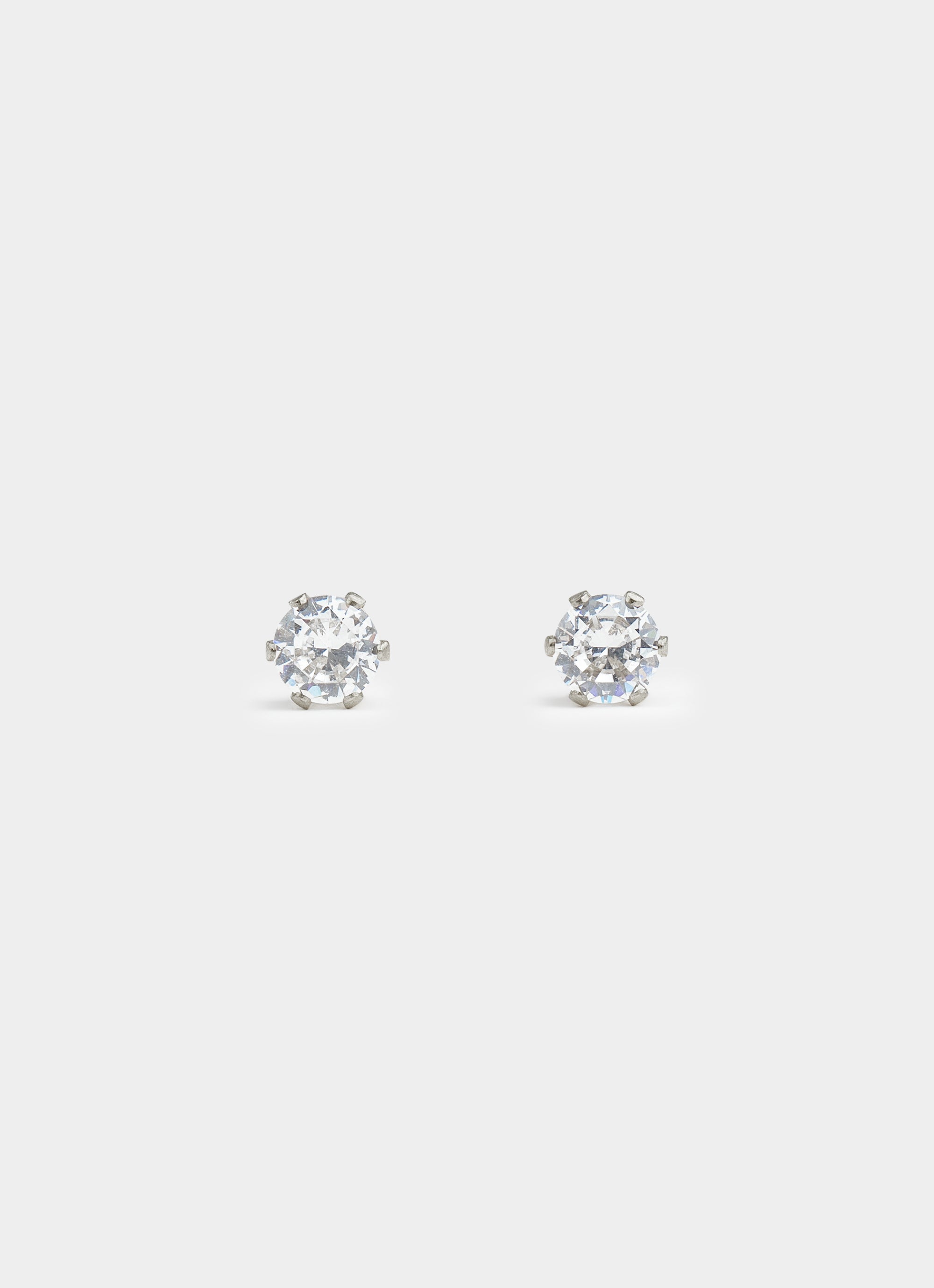 Vendetta Solitaire Stud Earrings -  Stainless Steel in Silver