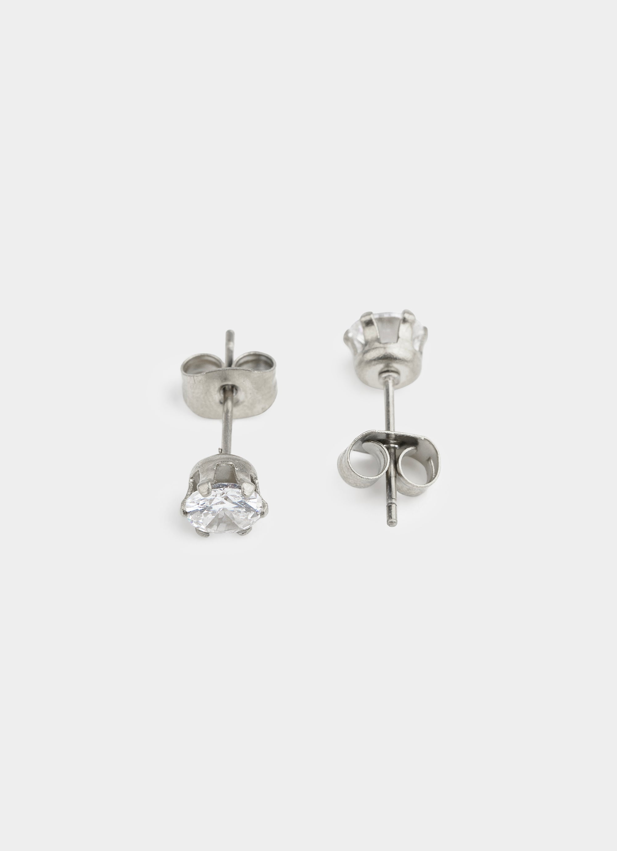 Vendetta Solitaire Stud Earrings -  Stainless Steel in Silver