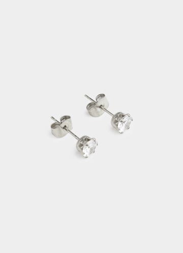 Vendetta Solitaire Stud Earrings -  Stainless Steel in Silver