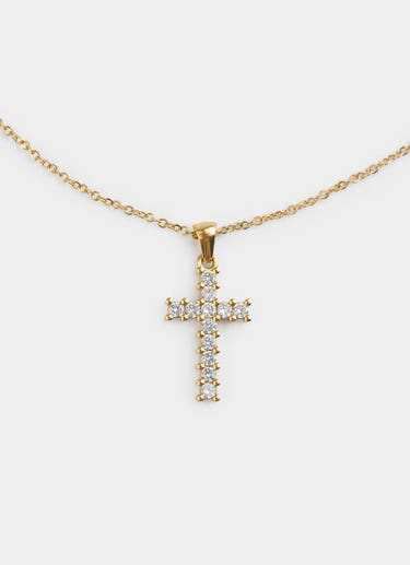 Vendetta Squared Icey Cross Necklace - 18k Gold Plated in Gold