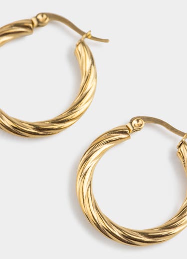 Vendetta Twisted Hoop Earring 25mm- 18k Gold Plated in Gold